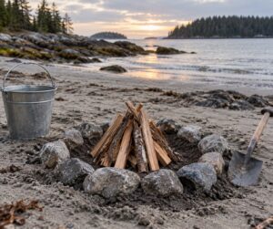 how to build a safe campfire in sandy soil