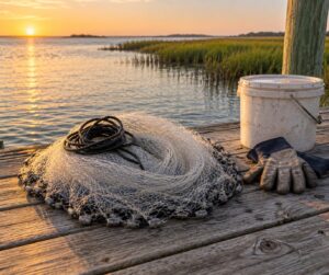 how to use a cast net for bait shrimp