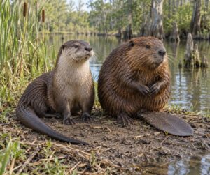 how to identify a river otter vs a beaver