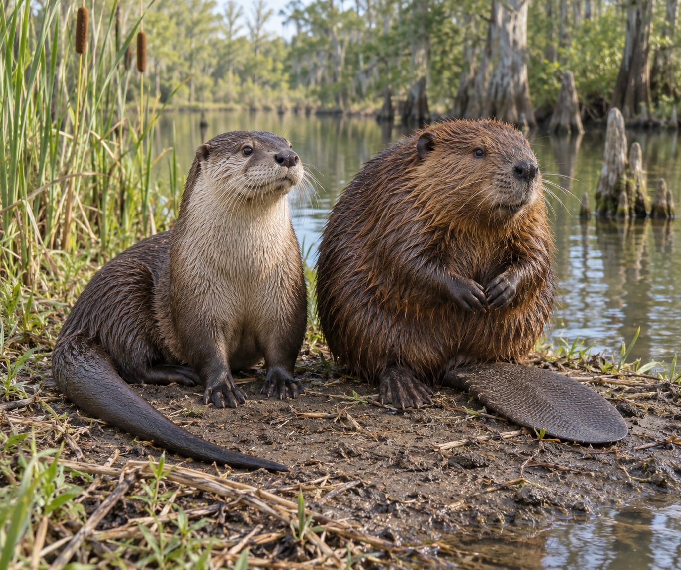 how to identify a river otter vs a beaver