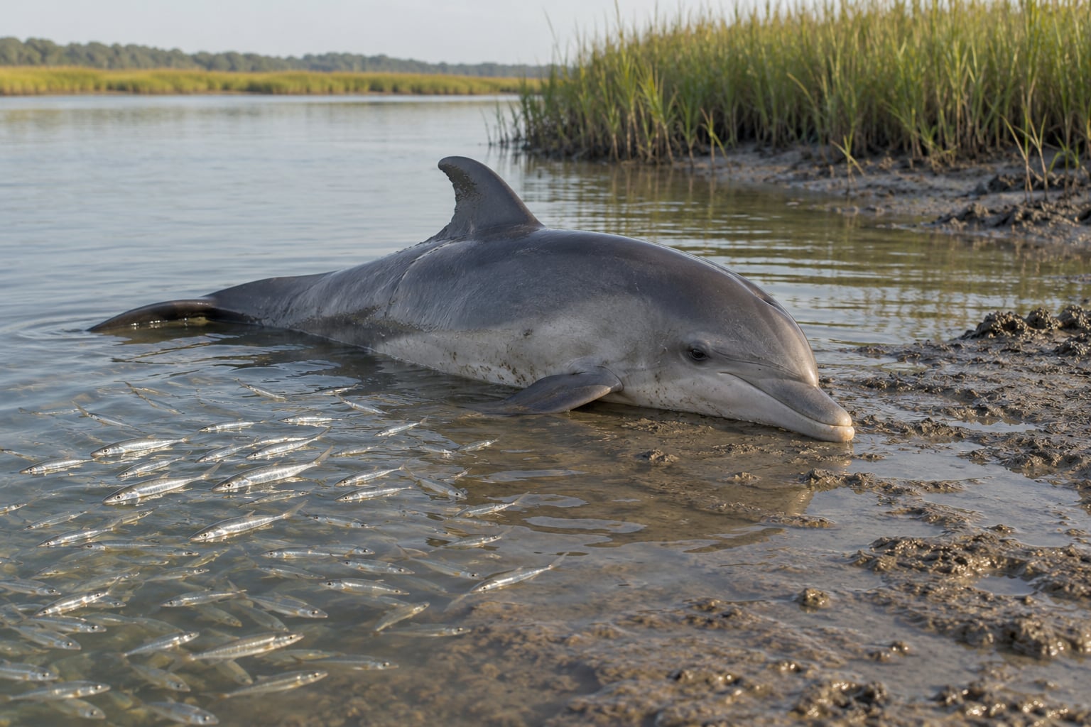 what is strand feeding by dolphins