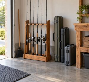 how to store fishing rods in a garage