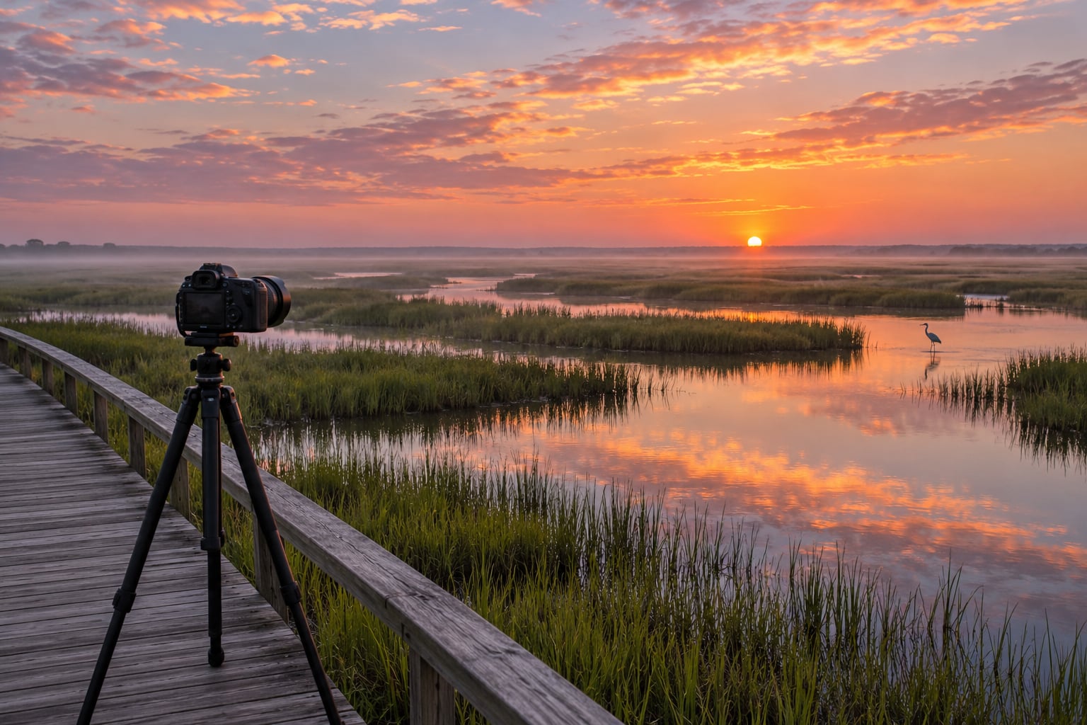 how to photograph a sunrise over a marsh