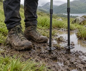 how to use trekking poles on soft ground