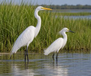 how to tell a great egret from a snowy egret