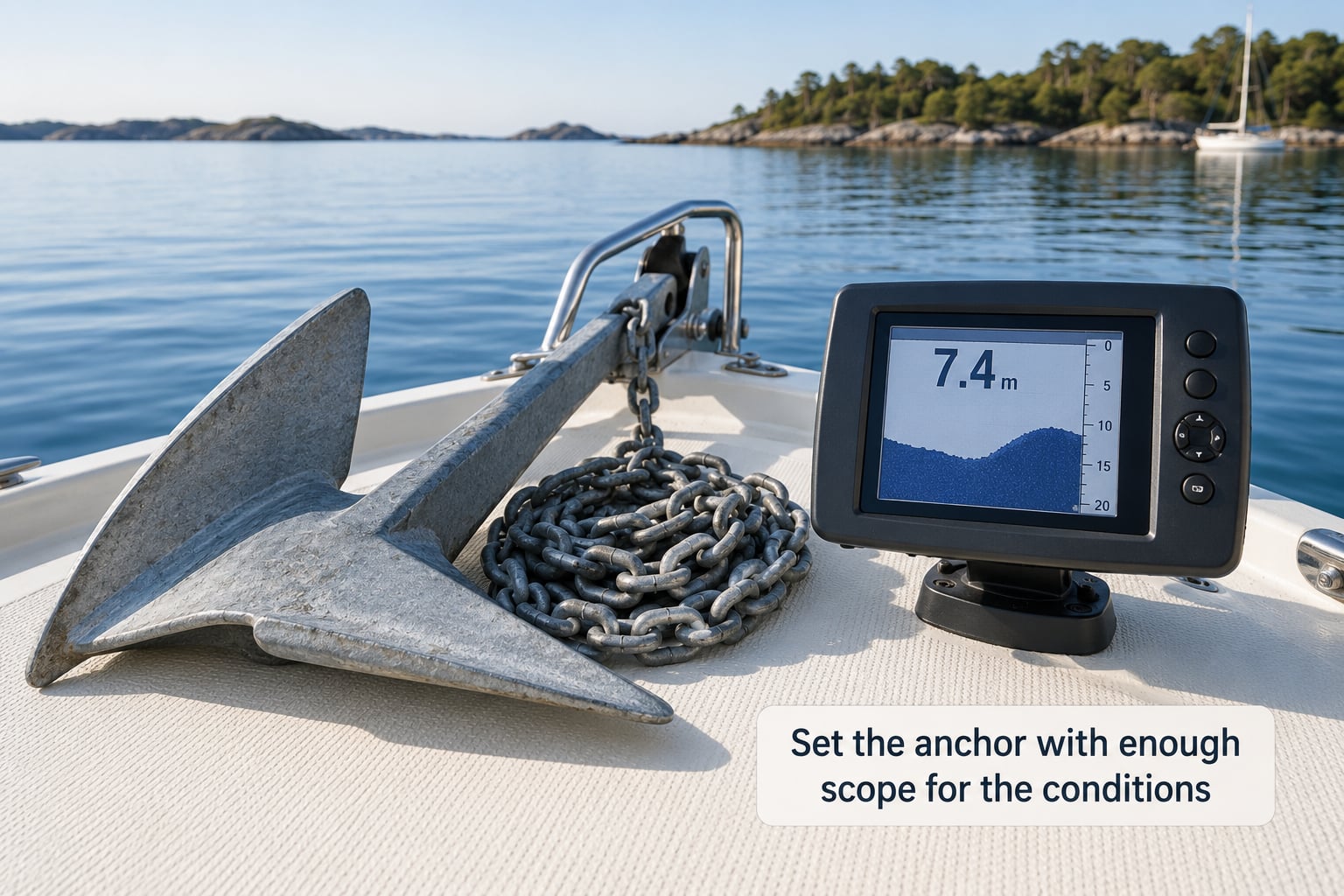 Set the anchor with enough scope for the conditions