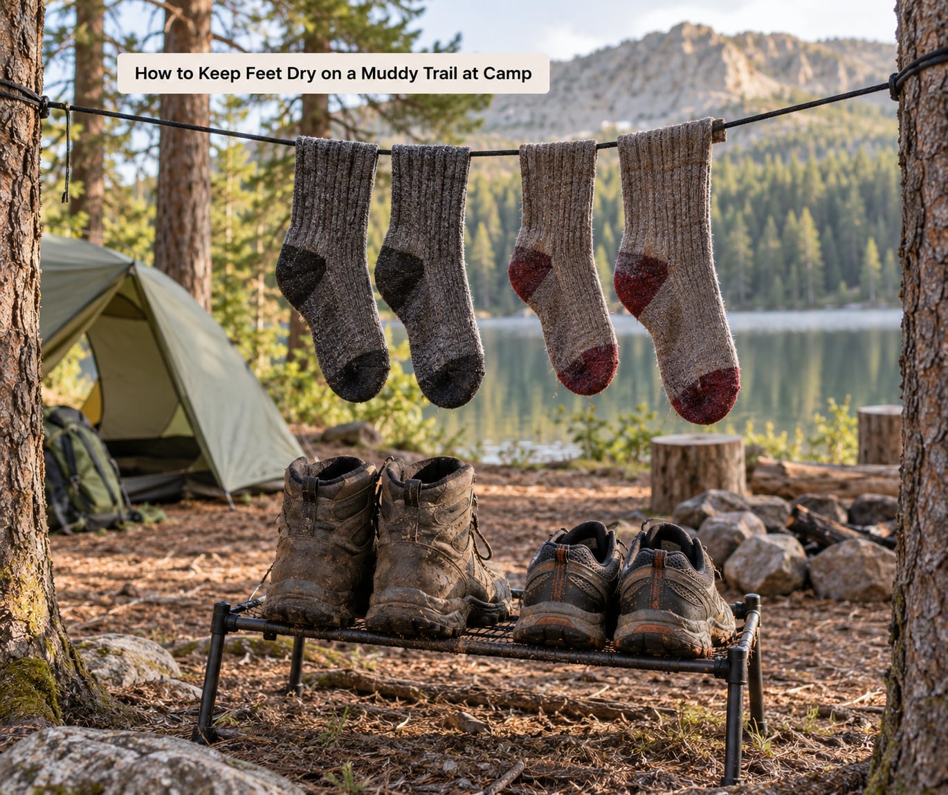 How to Keep Feet Dry on a Muddy Trail at Camp