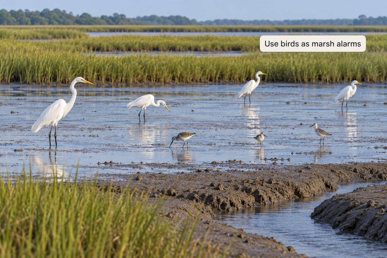 Use birds as marsh alarms