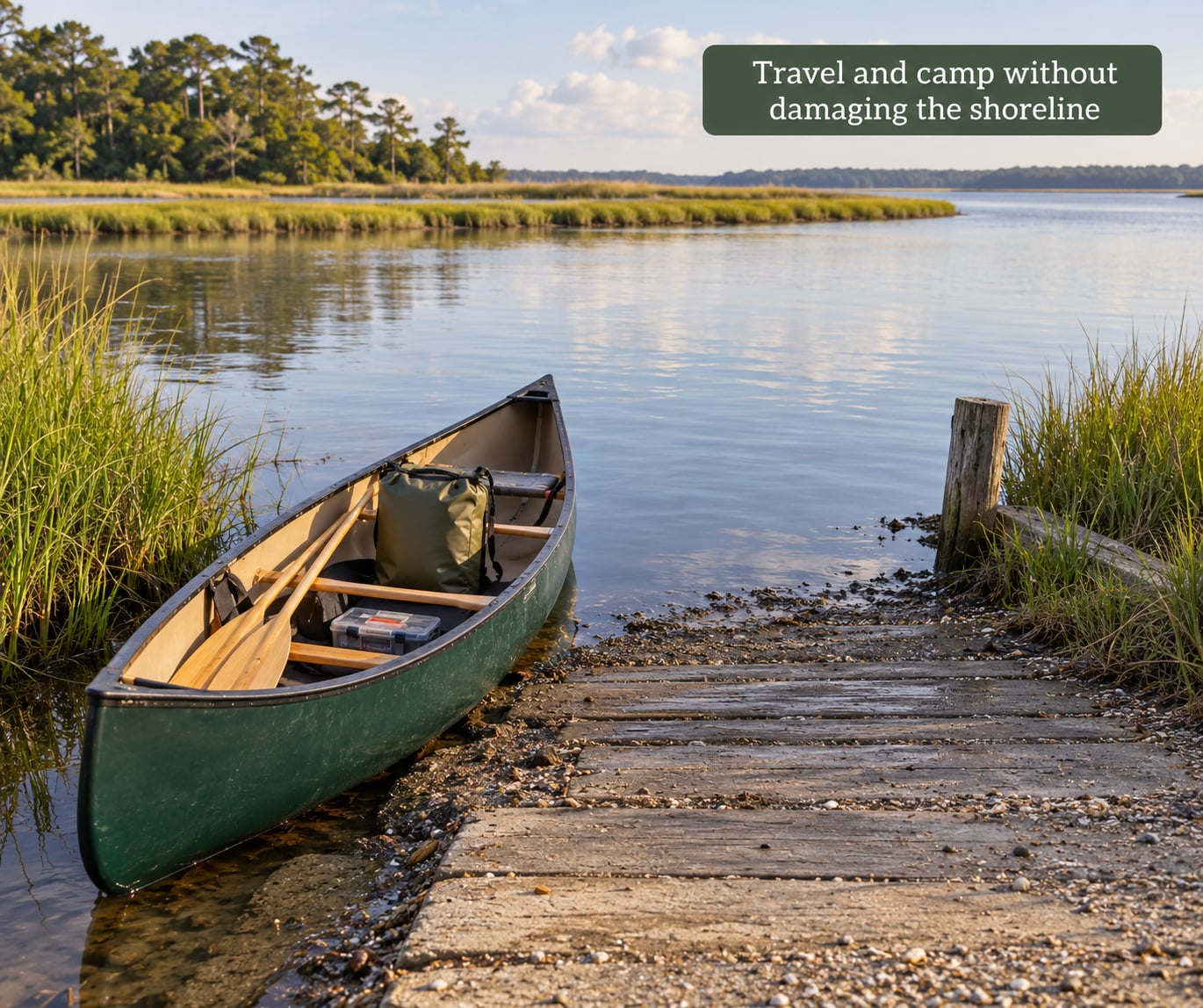 Travel and camp without damaging the shoreline